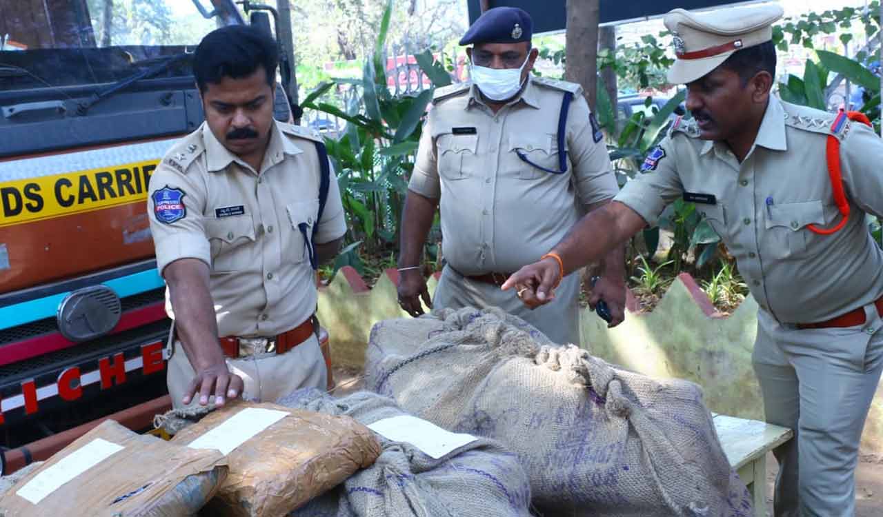 Khammam Police Seize Ganja Worth Rs Lakh Arrest Two Telangana Today