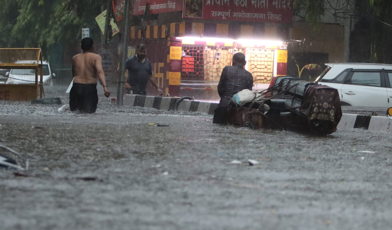 National Capital Comes To A Standstill After Heavy Rains Telangana Today