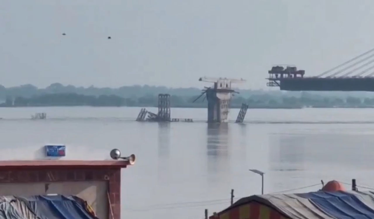 Section Of Bihars Sultanganj Aguwani Ghat Bridge Collapses Into Ganga