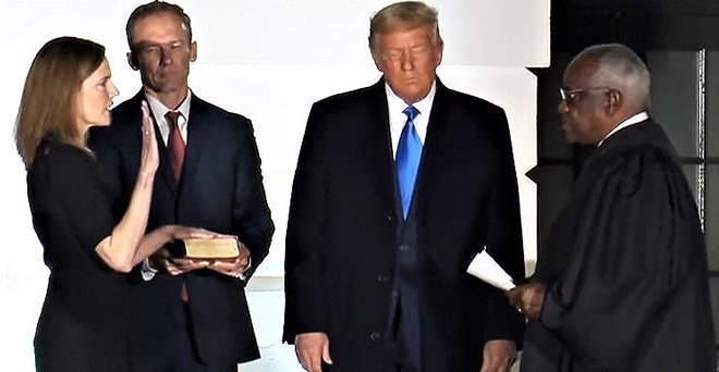 President Trump’s pick Amy Barrett sworn in as Supreme Court justice