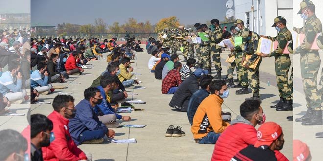 Thousands turn up in J&K’s Budgam for written round of BSF recruitment drive