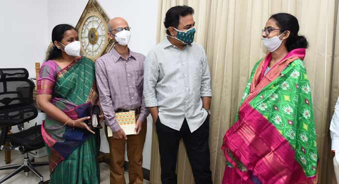 K T Rama Rao meets NEET topper