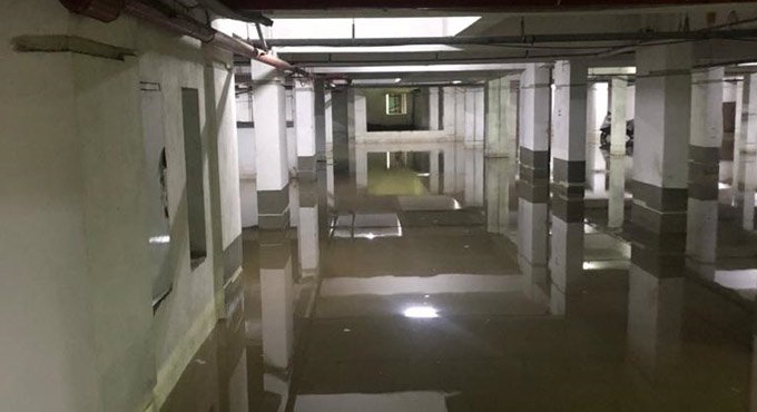 Blocked sluices cause inundation of colony in Khajaguda