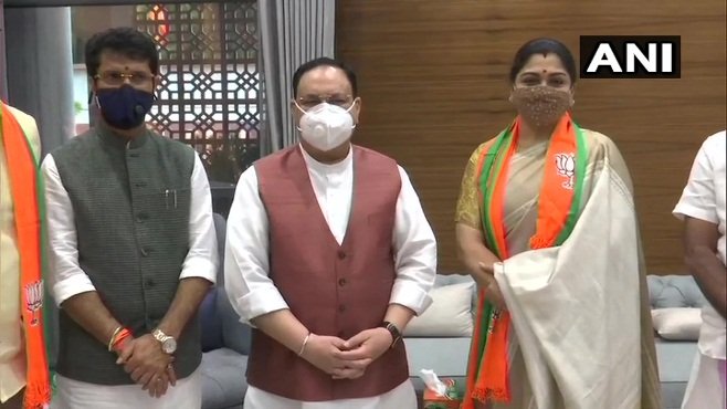 Kushboo Sundar joins BJP after quitting Congress