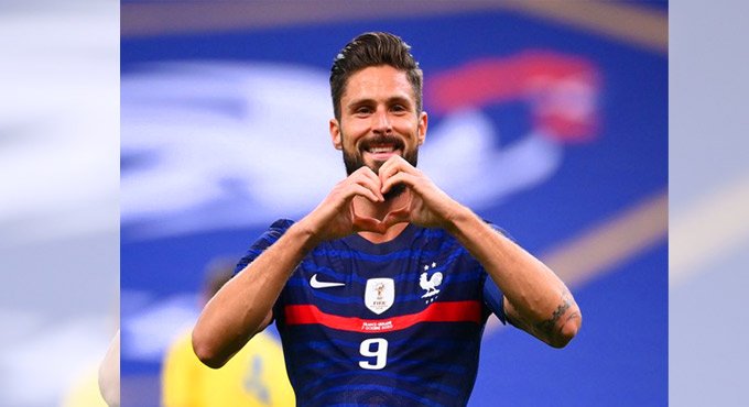 Olivier Giroud becomes France’s second-highest scorer in his 100th game