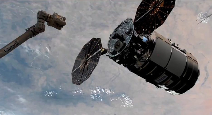 SS Kalpana Chawla Cygnus spacecraft arrives at space station