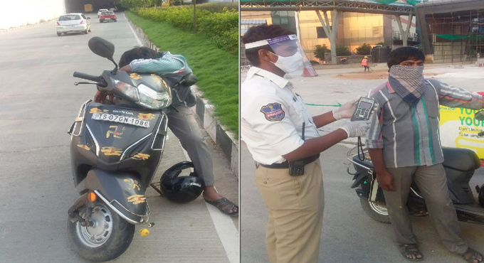 Man tipsy, falls asleep on bike in Hyderabad