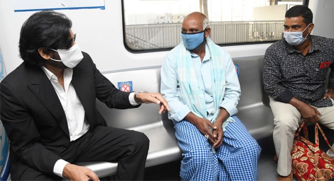 Actor Pawan Kalyan takes the Hyderabad Metro to ‘work’