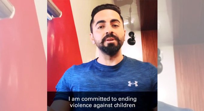 Ayushmann Khurrana pledges to end violence against kids