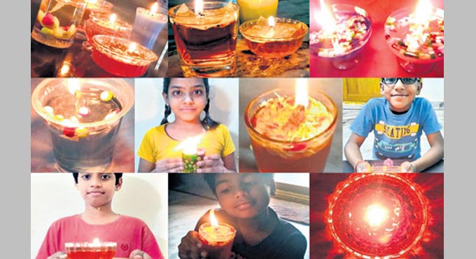 Students of Pallavi International School display skills at candle making