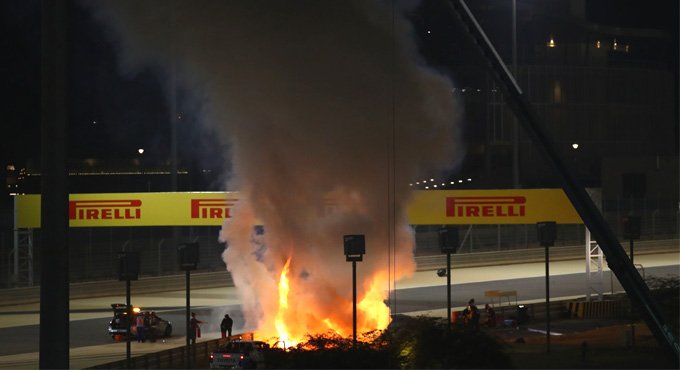 Hamilton thanks FIA after Grosjean escapes horrific crash on lap 1