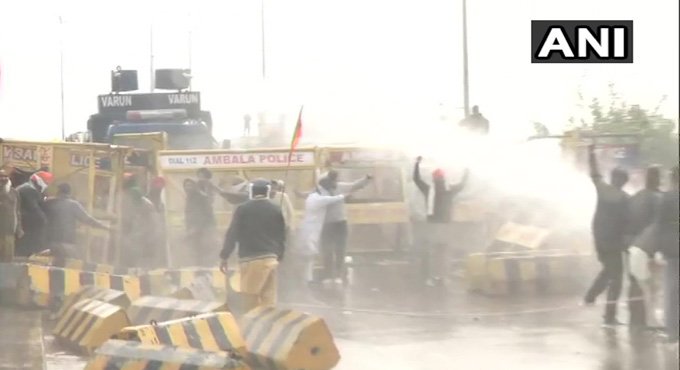 Haryana Police uses water cannons, tear gas to disperse Punjab farmers