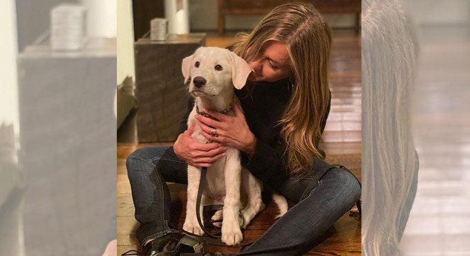 Jennifer Aniston cuddles up with pet dog on Thanksgiving: ‘We’re grateful’