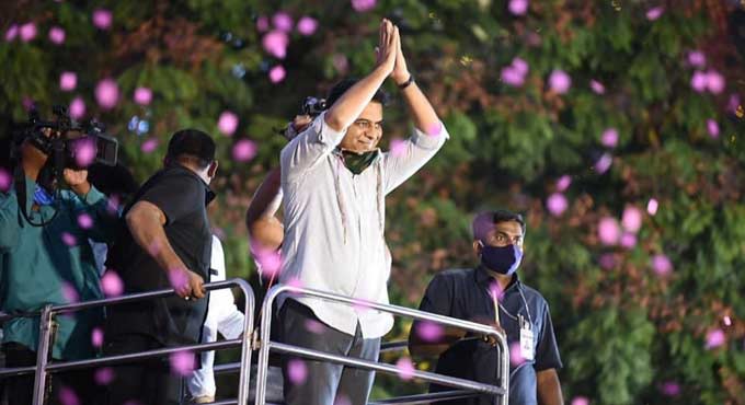 KTR packs fiery punches during GHMC poll campaign