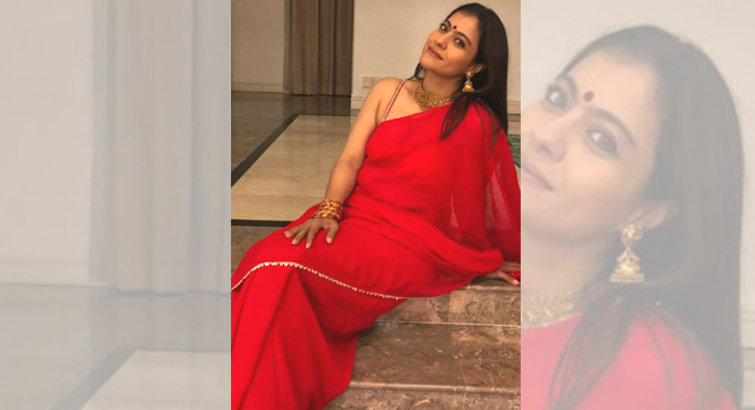 Kajol shares stunning pictures in red saree, channels different moods