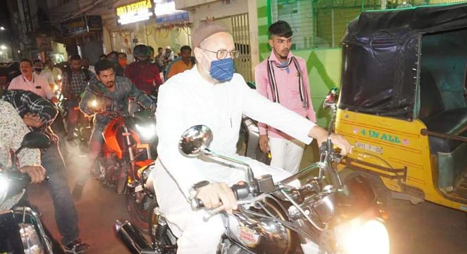 GHMC polls: Asaduddin Owaisi prefers bike to cut travel time