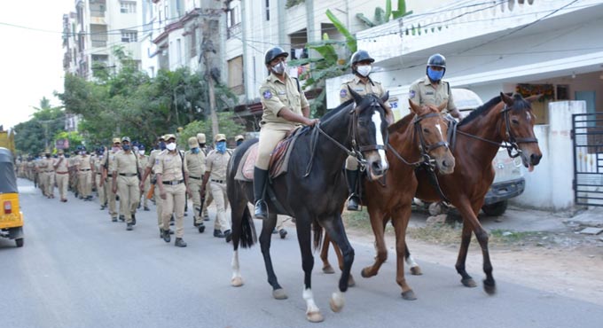 Rachakonda police organise flag march ahead of GHMC polls