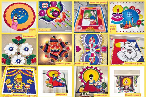 Students of Gitanjali Devashray bring out the best at Rangoli making