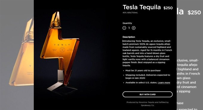 Tesla releases its own $250 tequila called Teslaquilla
