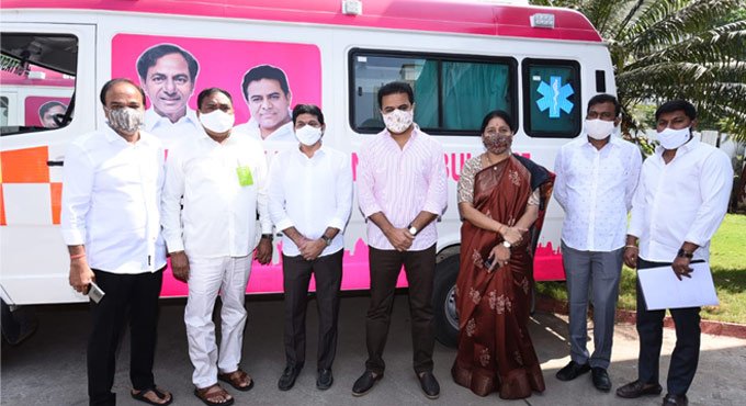 KT Rama Rao flags off 19 ambulances