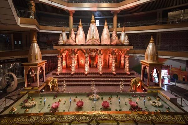 A recreation of Varanasi ghats on Dev Deepavali