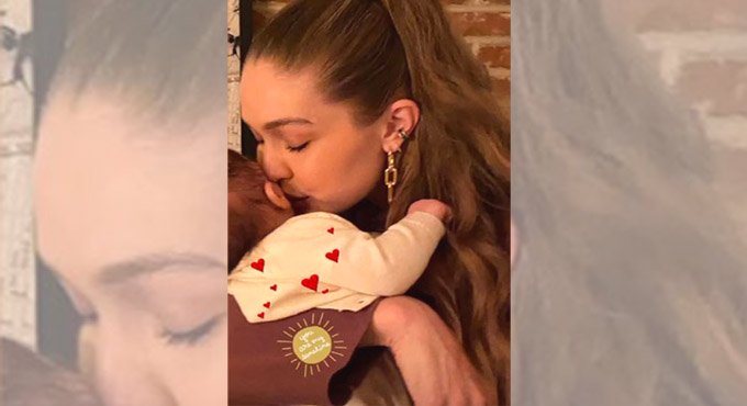 Yolanda Hadid shares adorable picture of Gigi kissing newborn baby
