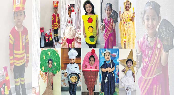 Kids don different hats at fancy dress show in Gitanjali Devashray school