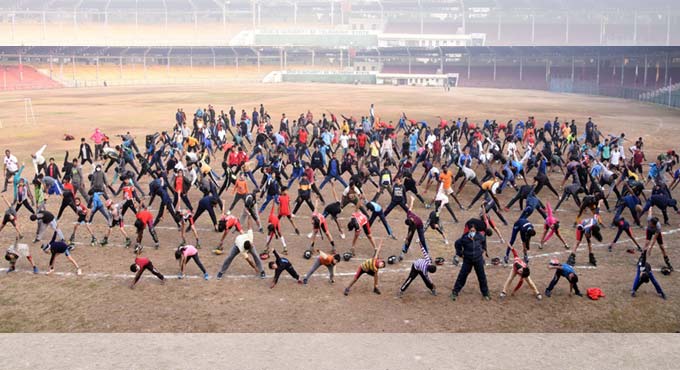 Hundreds rally for ‘Fit India’ campaign by SATS