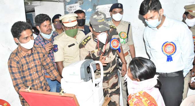 Police organise a mega health camp in Kharji  of Mancherial