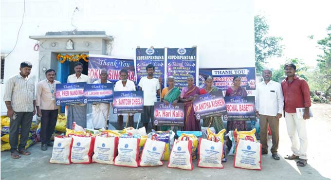 NGOs distribute groceries to fluorosis victims in Nalgonda