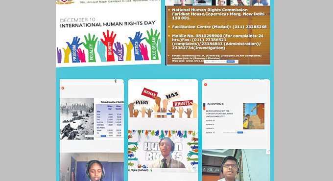 Students of Pallavi International don the role of human rights activists