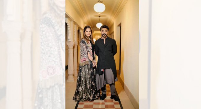Ram Charan-Upasana’s royal look at Niharika’s sangeet ceremony