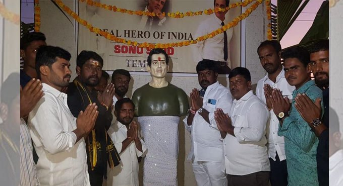 Siddipet: Tribals erect Sonu Sood’s bust in village