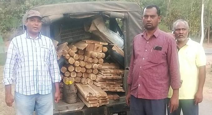 Illegal teakwood worth RS 45K seized in Mancherial