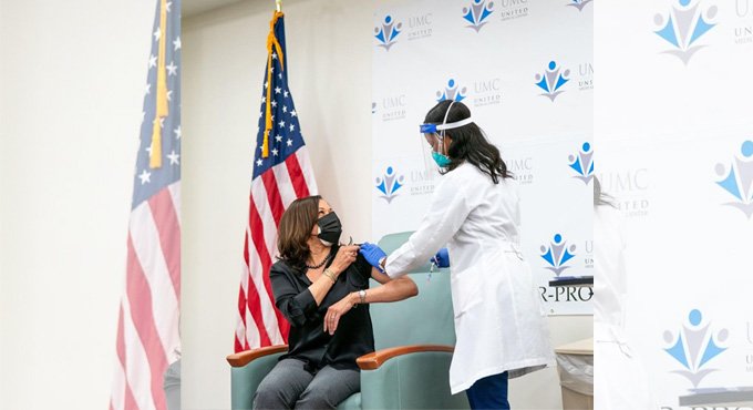US Vice President Kamala Harris receives Covid-19 vaccine