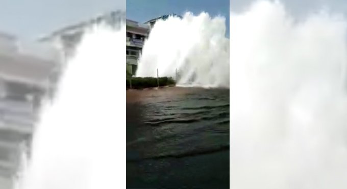 WATCH: Major water pipeline bursts in Hyderabad
