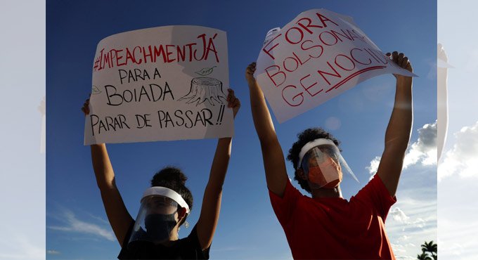Thousands take to streets protesting Brazil’s Bolsonaro