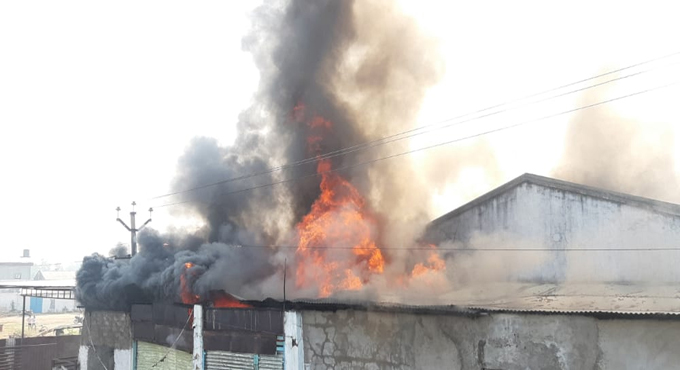 Fire guts warehouse in Adilabad