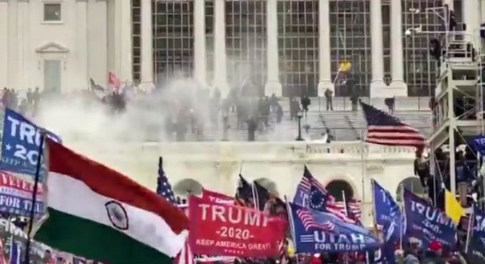 Video of Indian flag amid protests outside Capitol goes viral