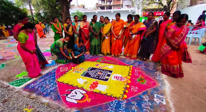 Rangoli competition witnesses good response in Mancherial