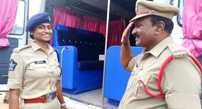 Proud moment: Inspector dad salutes DSP daughter in Tirupati