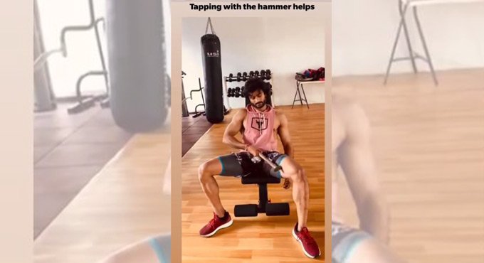 Sudheer Babu shows quirky use of hammer in the gym