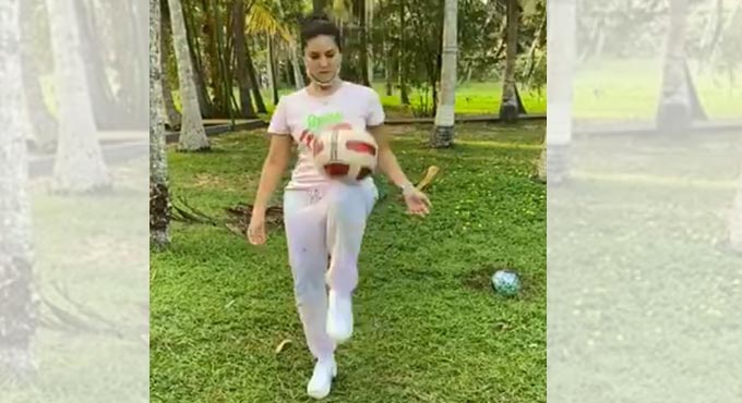 Watch: Sunny Leone shows her football skills