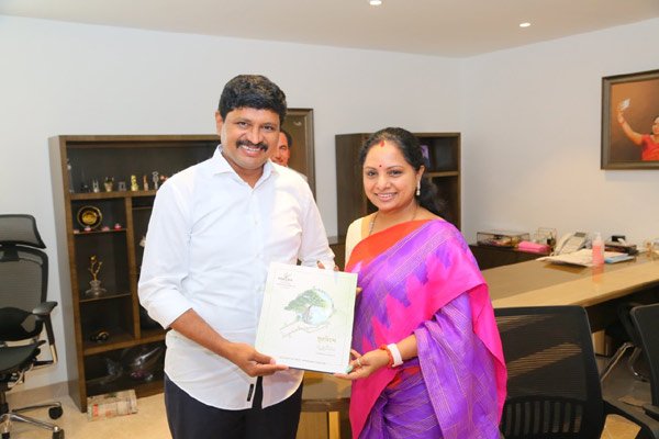 Vriksha Vedam presented to TRS MLC K Kavitha