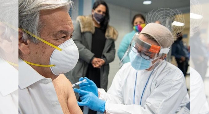 UN chief Antonio Guterres receives COVID-19 vaccine