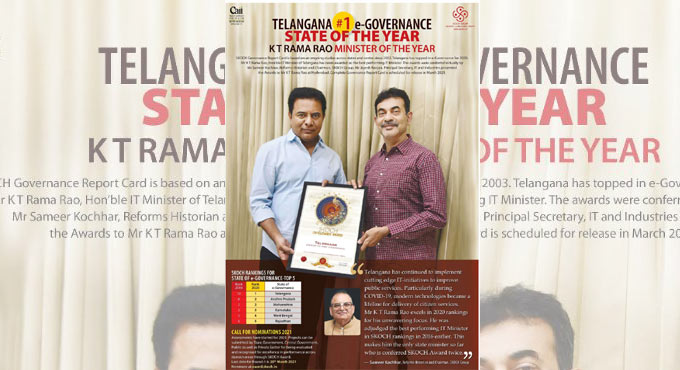 Double delight for Telangana, State and KTR win SKOCH awards