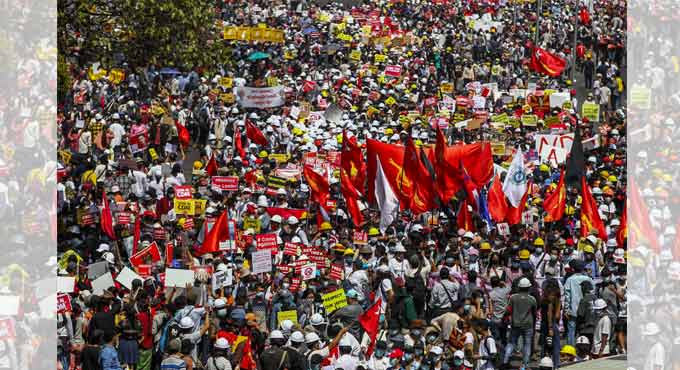 Big protests across Myanmar as UN expert fears violence