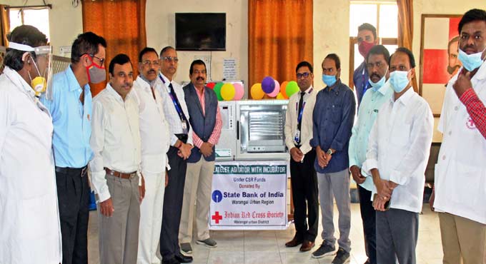SBI donates Platelet Agitator to IRCS Blood Bank in Warangal