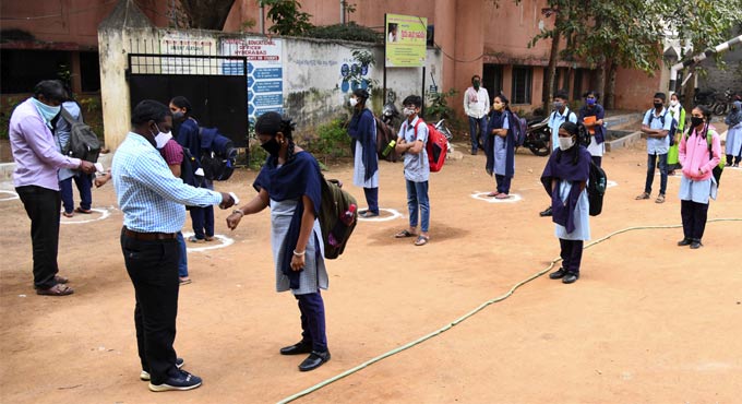 Schools, colleges reopen after 10 months in Telangana