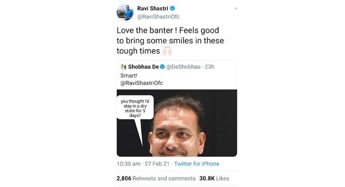 Surprisingly, Ravi Shastri indulges in ‘banter’ on social media